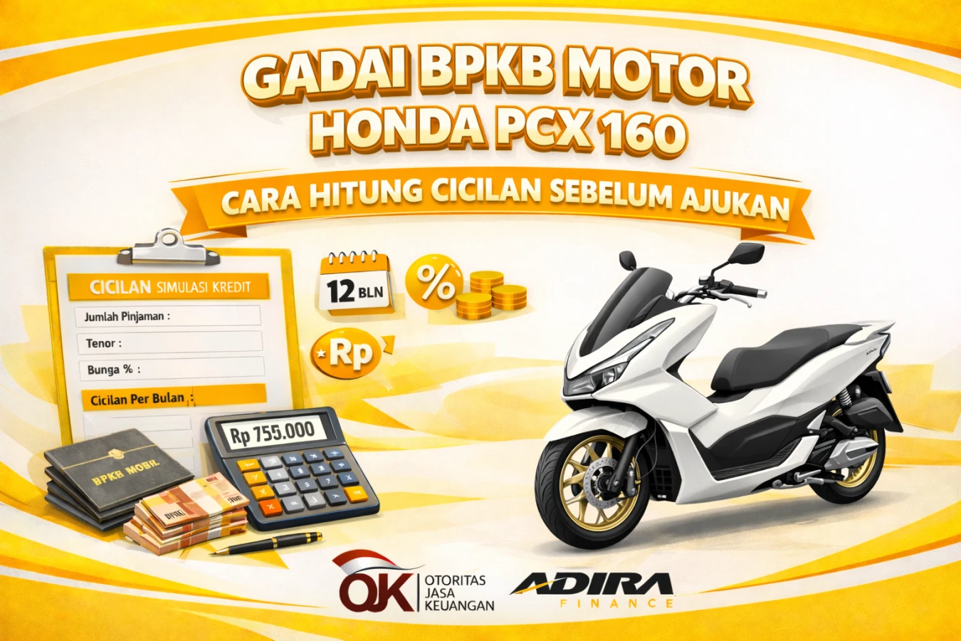 Gadai BPKB Motor Honda PCX 160 dan Cara Hitung Cicilan Sebelum Ajukan